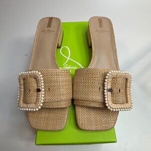 Sam Edelman Deacon Bead Slide Sandal in Bleached Beechwood-size 7- New in Box